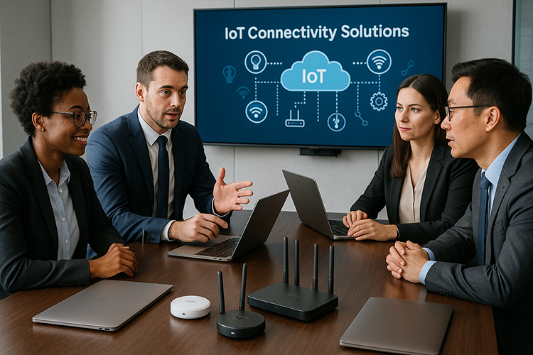 Professional IoT team meeting