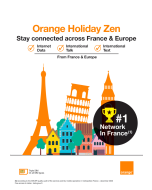 Orange Holiday Zen SIM Card Europe - 12GB, 30Min Calls, 200 SMS From Europe to Worldwide + Unlimited Calls and SMS in Europe