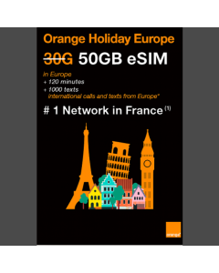 Orange Holiday Europe eSIM - 50GB Data, Comprehensive Call & SMS Package