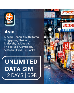 UNLIMITED ASIA 12-DAY DATA eSIM 6GB HIGH SPEED DATA