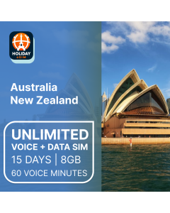 Unlimited Australia & New Zealand 15-Day Voice & Data eSIM 8GB