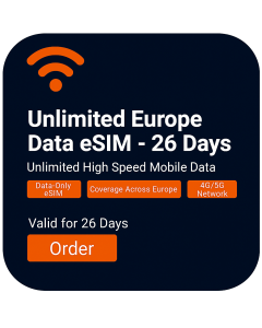 unlimited europe data esim | 26 days