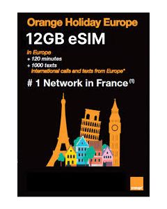 Orange Holiday Zen eSIM 12GB, 30Min. [Calls & 200 SMS From Europe To Worldwide + Unlimited Calls & SMS in Europe]