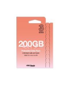Three Mobile SIM Card AIO20 - 200GB UK Voice and Data (18GB Roaming Free)