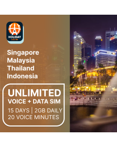 UNLIMITED SINGAPORE, MALAYSIA, THAILAND AND INDONESIA 15-DAY DATA eSIM 2GB DAILY HIGH SPEED DATA