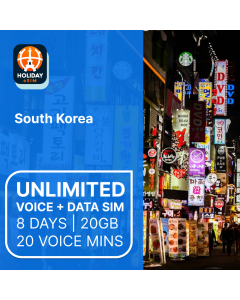 UNLIMITED SOUTH KOREA 8-DAY eSIM 20GB HIGH SPEED DATA